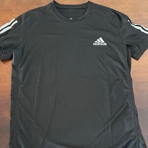 Adidas Black Performance Tee with Iconic Stripes Adult small